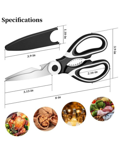 Tijeras de Cocina Multifuncionales QtoiKce Acero Inoxidable