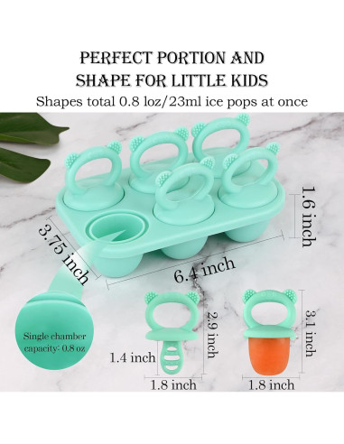 Molde de Paletas de Silicona Sakolla Verde para Niños 6 Cavidades
