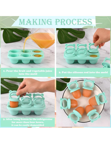 Molde de Paletas de Silicona Sakolla Verde para Niños 6 Cavidades