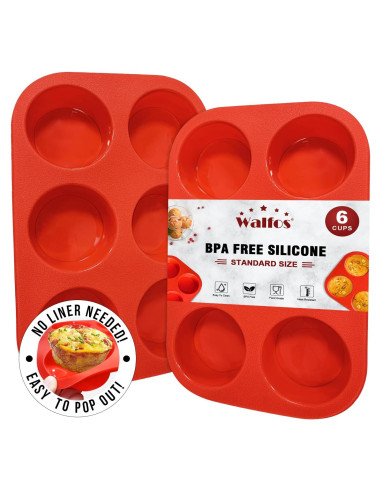 Moldes de Silicona para Muffins Walfos - 6 Tazas Antiadherentes
