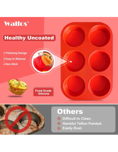 Moldes de Silicona para Muffins Walfos - 6 Tazas Antiadherentes