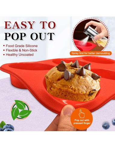 Moldes de Silicona para Muffins Walfos - 6 Tazas Antiadherentes