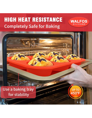Moldes de Silicona para Muffins Walfos - 6 Tazas Antiadherentes
