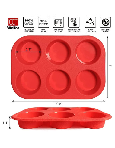 Moldes de Silicona para Muffins Walfos - 6 Tazas Antiadherentes
