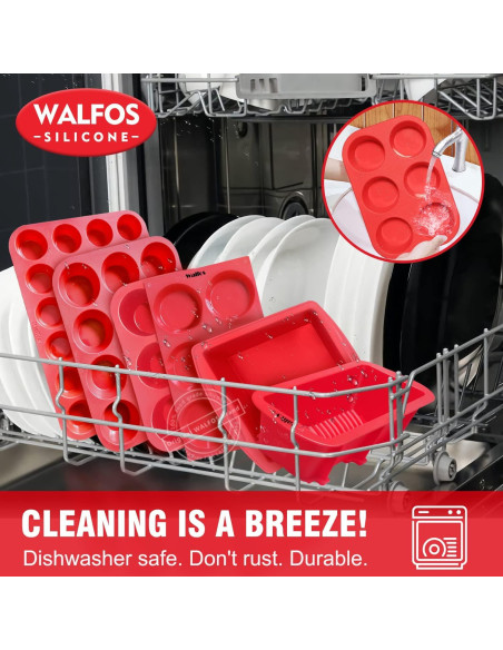 Moldes de Silicona para Muffins Walfos - 6 Tazas Antiadherentes Moldes de Silicona para Muffins Walfos - 6 Tazas Antiadherentes