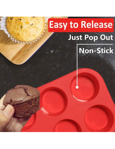 Moldes de Silicona para Muffins Walfos - 6 Tazas Antiadherentes