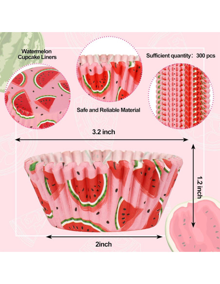 Forros de Cupcake Desechables Whaline 300 Piezas Sandía Rosa