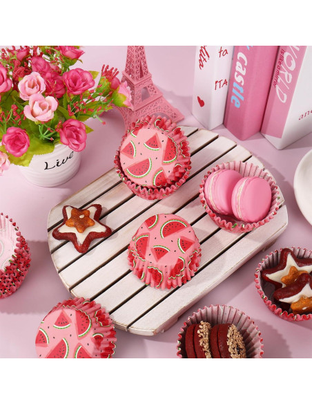 Forros de Cupcake Desechables Whaline 300 Piezas Sandía Rosa