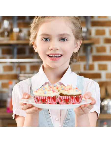 Forros de Cupcake Desechables Whaline 300 Piezas Sandía Rosa