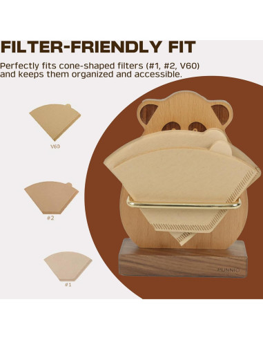 Soporte para Filtros de Café PUNNIO - Madera de Nogal y Haya