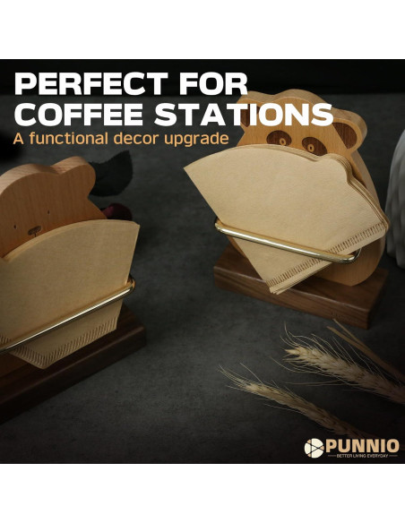 Soporte para Filtros de Café PUNNIO - Madera de Nogal y Haya