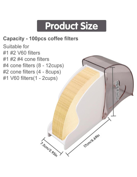 Soporte para Filtros de Café Tissting - Almacena 60 Filtros Cono