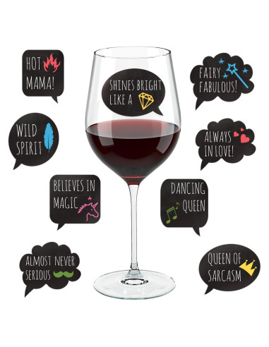 Marcadores de Bebida Divertidos LULU - 18 Adhesivos Reutilizables