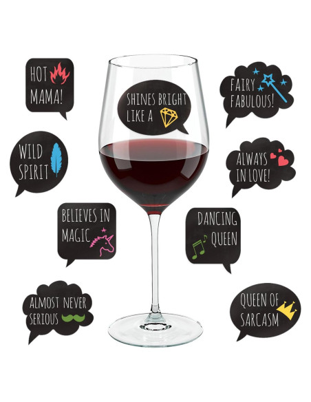 Marcadores de Bebida Divertidos LULU - 18 Adhesivos Reutilizables