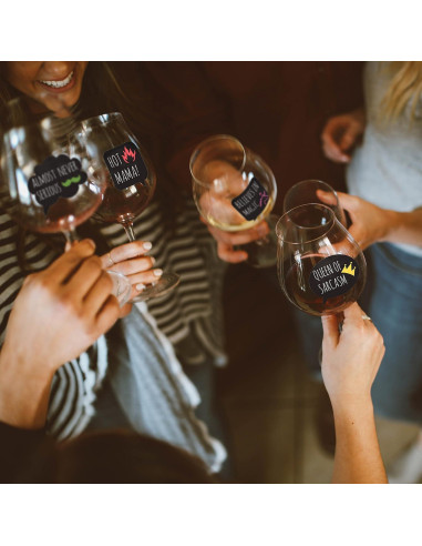 Marcadores de Bebida Divertidos LULU - 18 Adhesivos Reutilizables