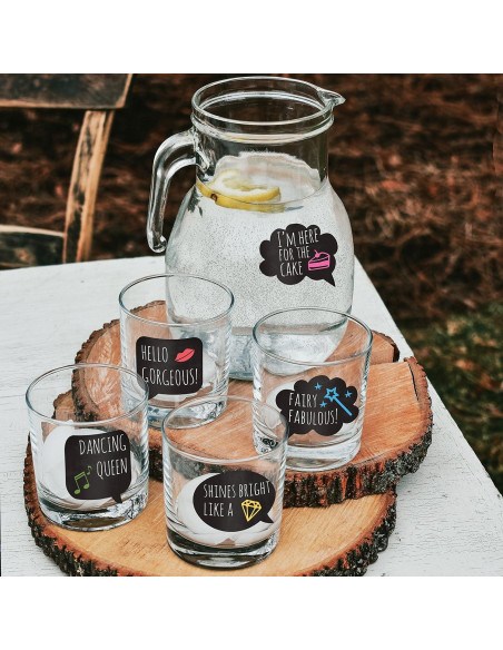 Marcadores de Bebida Divertidos LULU - 18 Adhesivos Reutilizables