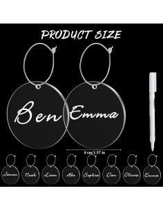 40 Encantos de Vino Acrílicos Tondiamo con Marcador Personalizable 2