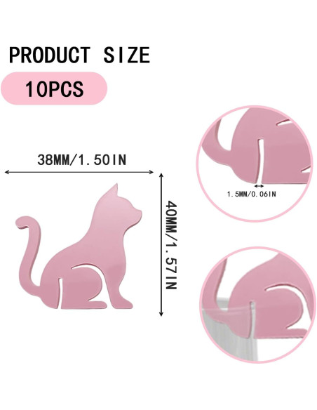 20 Marcadores de Copas de Vino con Lazo Rosa y Gato - Decoración Fiesta