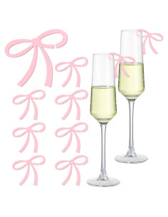 50 Etiquetas de Bebida con Lazos Rosa Acrílicos para Eventos