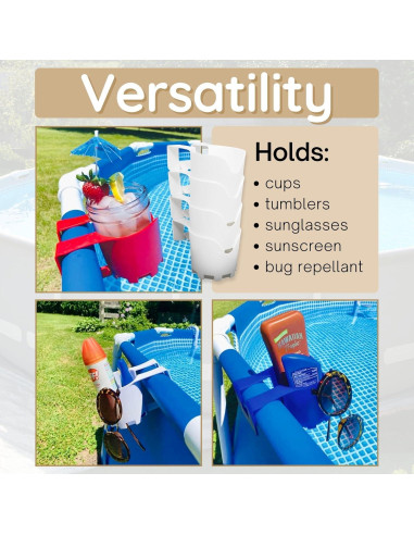 Soporte para vasos de piscina Storage Theory - Clip-on Azul - 4 Paquetes
