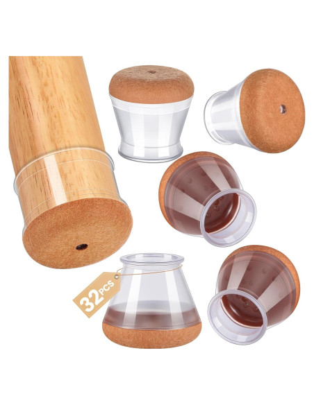 32 Protectores de Suelo para Patas de Sillas GEMOWN - Silicona y Fieltro