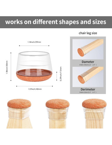 24 Protectores de Patas de Silla Jedroc Silicona 30-36mm