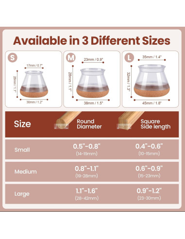 32 Protectores de Suelo para Patas de Sillas GEMOWN - Silicona y Fieltro