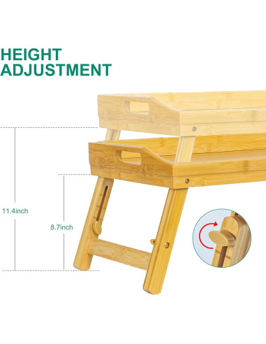 Mesa de desayuno ajustable Mayyol de bambú portátil 42x32.5cm
