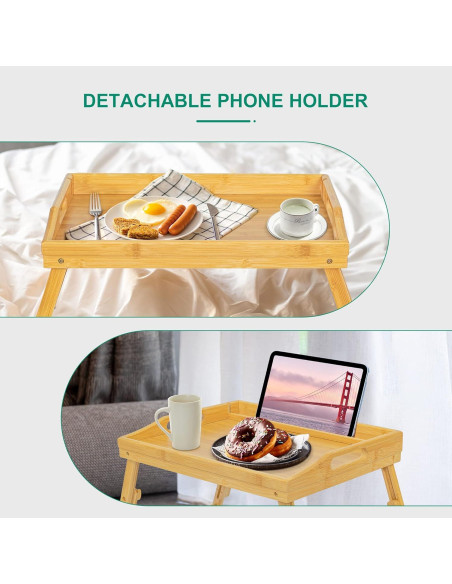 Mesa de desayuno ajustable Mayyol de bambú portátil 42x32.5cm