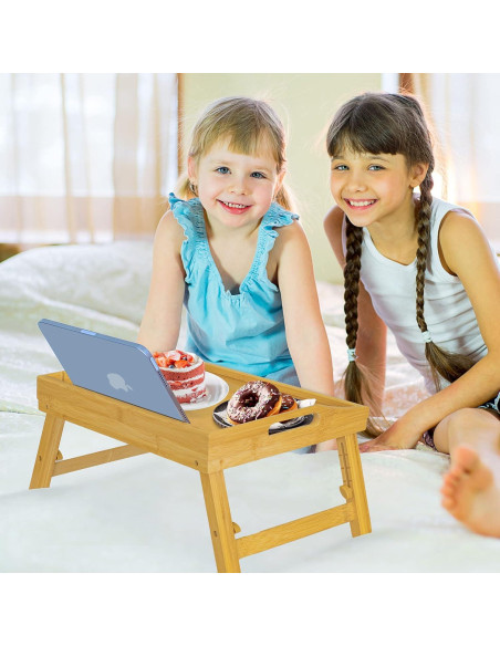 Mesa de desayuno ajustable Mayyol de bambú portátil 42x32.5cm