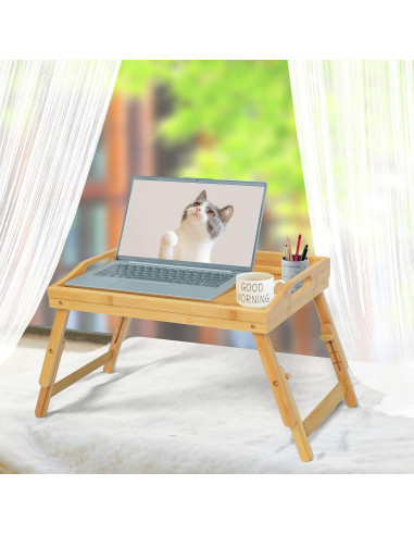 Mesa de desayuno ajustable Mayyol de bambú portátil 42x32.5cm