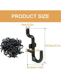 50 Ganchos en J de Plástico zDwfDc para Tablero de Clavos 2