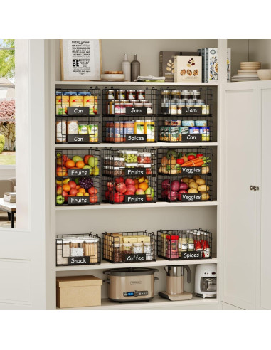 Cestas de Alambre Apilables JKsmart - 3 Piezas XL para Almacenamiento