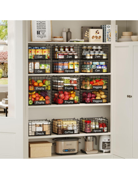 Cestas de Alambre Apilables JKsmart - 3 Piezas XL para Almacenamiento