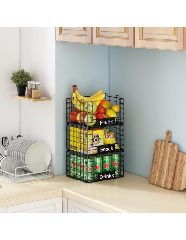 Cestas de Alambre Apilables JKsmart - 3 Piezas XL para Almacenamiento