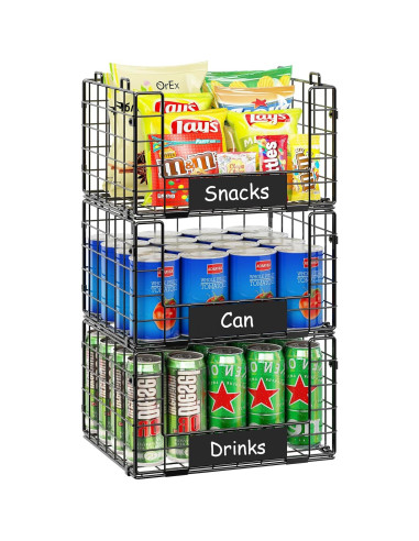 Cestas de Alambre Apilables JKsmart - 3 Piezas XL para Almacenamiento