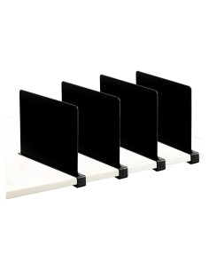 Divisores de Estante de Acrílico ChengHe - 4 Pcs Negros