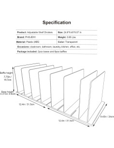 Organizador de Bolsos PHOJEWI Ajustable Transparente 63x24cm 2