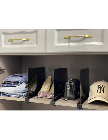 Divisores de Estante de Acrílico ChengHe - 4 Pcs Negros