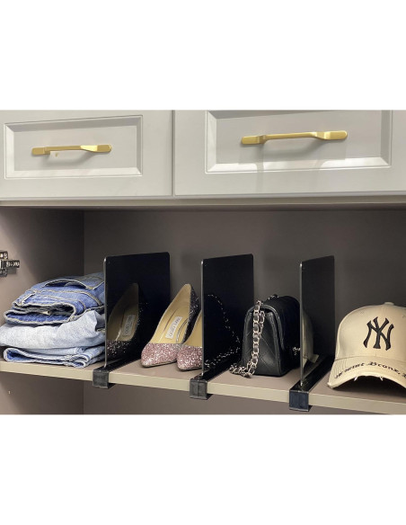 Divisores de Estante de Acrílico ChengHe - 4 Pcs Negros