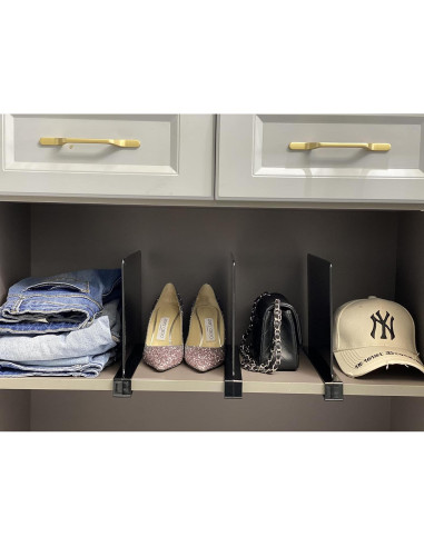 Divisores de Estante de Acrílico ChengHe - 4 Pcs Negros