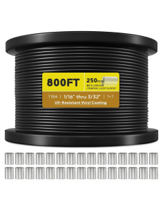 Cable de Acero Inoxidable Recubierto Vinilo KALLSDY 800FT 217.72kg