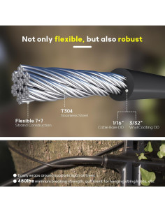 Cable de Acero Inoxidable Recubierto Vinilo KALLSDY 800FT 217.72kg 2