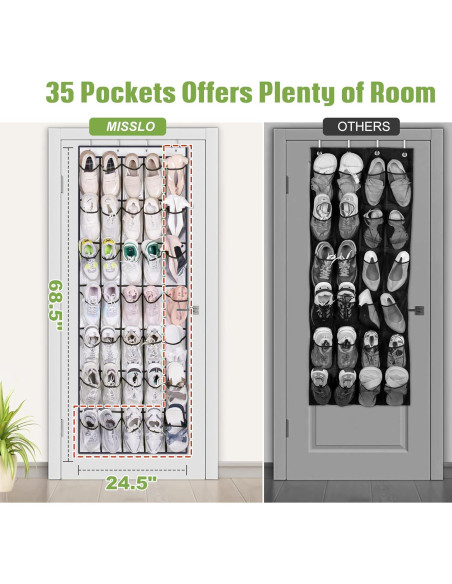 Organizador de Zapatos sobre la Puerta MISSLO 35 Bolsillos Blanco