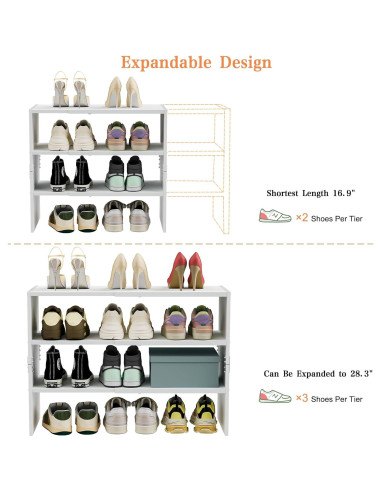 Organizador de Zapatos Expandible Cidaziya Blanco 3 Niveles