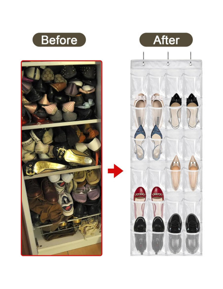 Organizador de Zapatos sobre la Puerta Bofoho Blanco 24 Bolsillos