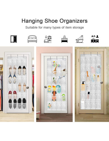 Organizador de Zapatos sobre la Puerta Bofoho Blanco 24 Bolsillos