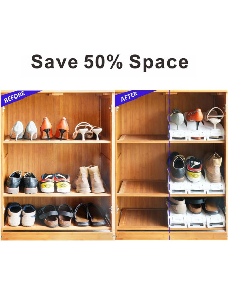 Organizador de Zapatos Yashong 16PCS Ajustable Blanco Organizador de Zapatos Yashong 16PCS Ajustable Blanco