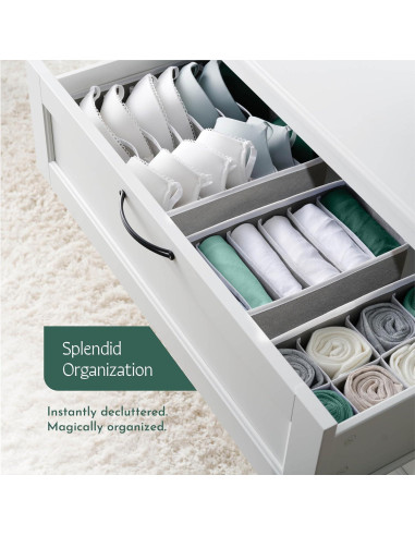 Organizador de Cajones RUBOXA 4 Pk Tela Gris 45 Compartimentos