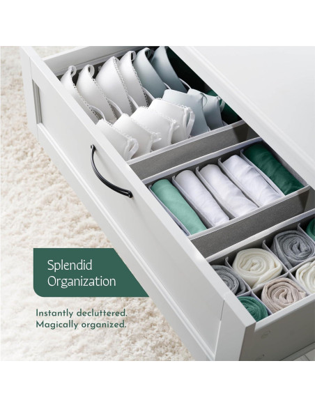 Organizador de Cajones RUBOXA 4 Pk Tela Gris 45 Compartimentos Organizador de Cajones RUBOXA 4 Pk Tela Gris 45 Compartimentos